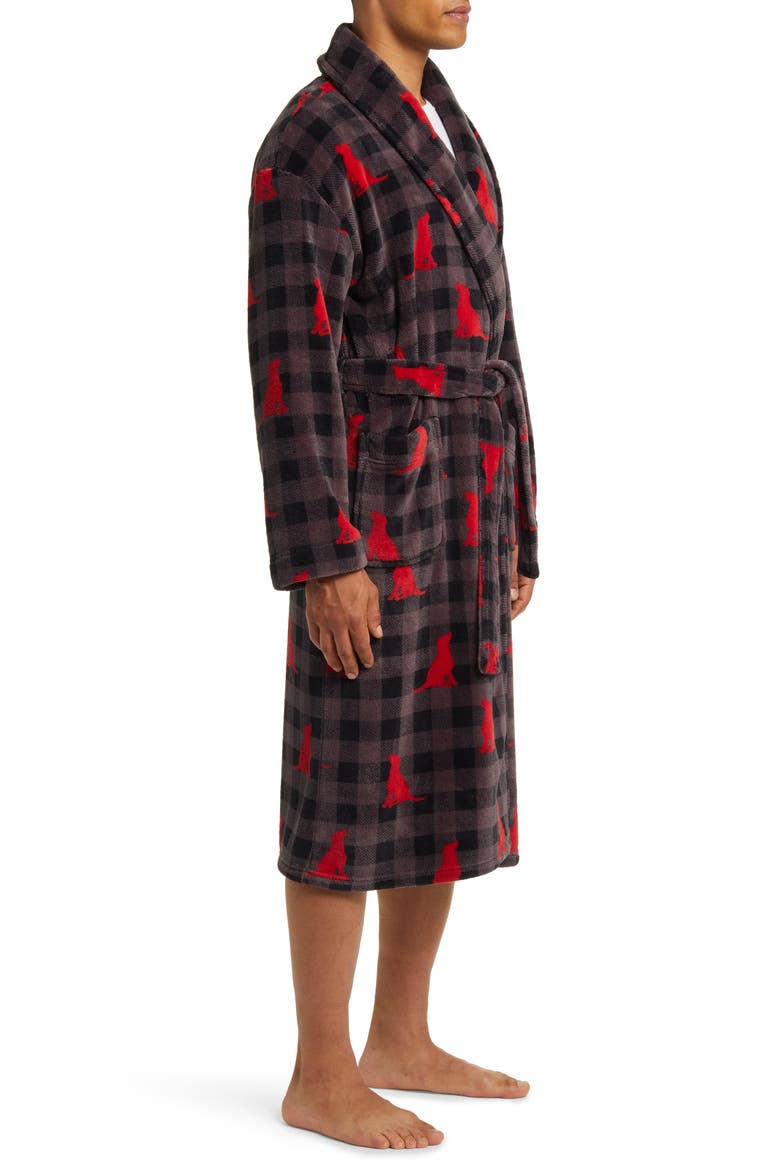 Chalet Chic Fleece Robe, Alternate, color, GREY DOG