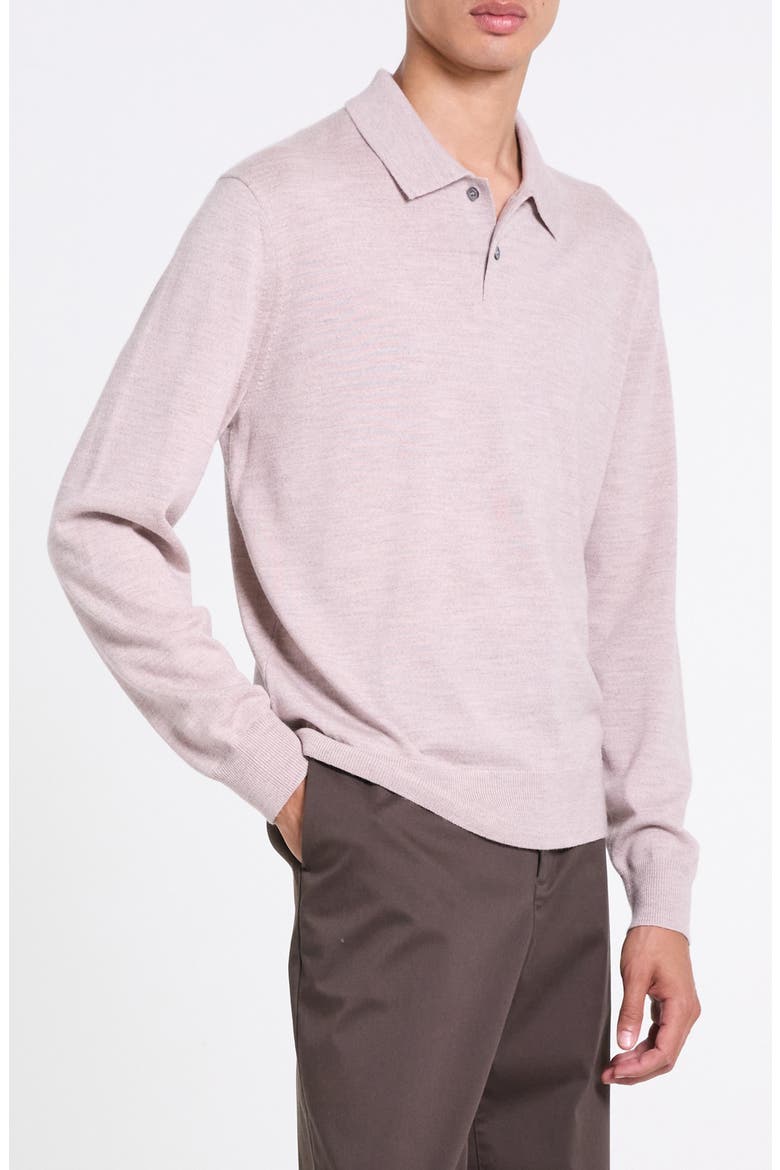 Goris Cashmere Polo Sweater, Alternate, color, PALE CLAY MELANGE - 2YS