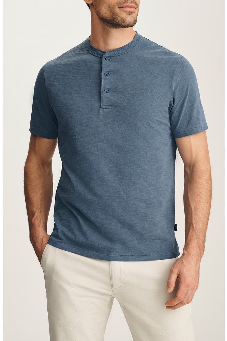 Short Sleve Slub Cotton Henley, Main, color, VINTAGE INDIGO