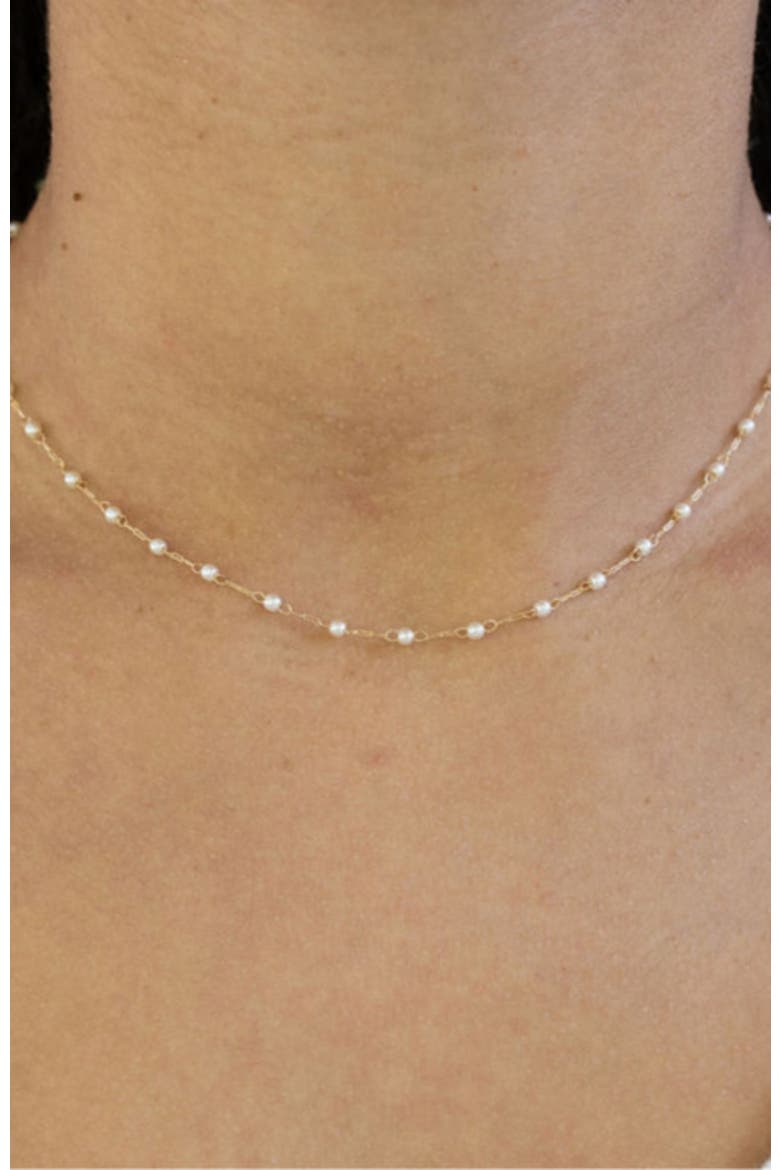 Peaceful Tiny Pearl & Gold necklace, Alternate, color, Gold
