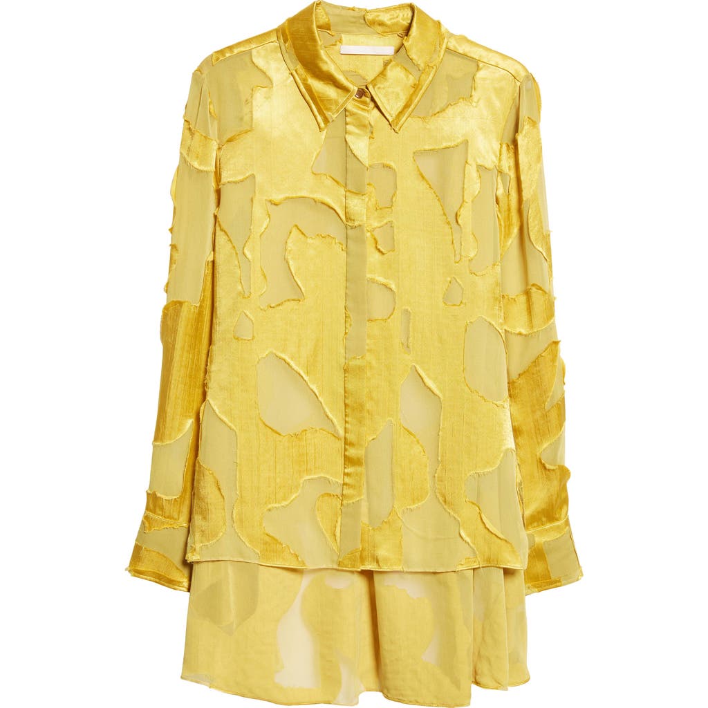 Jason Wu Collection Abstract Fil Coupe Button Down Shirt In Kiwi