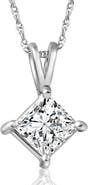 Bliss Diamond 1Ct Princess Cut Diamond Solitaire Pendant 14k Gold Necklace Lab Grown