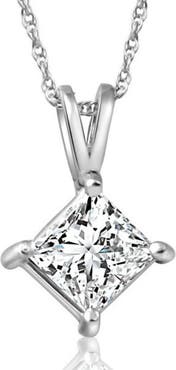 Bliss Diamond 1Ct Princess Cut Diamond Solitaire Pendant 14k Gold Necklace Lab Grown