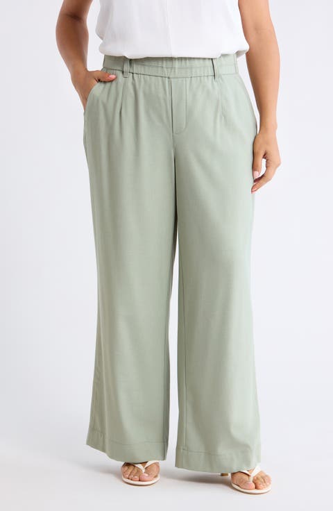 Skyrise High Rise Wide Leg Pants (Plus)