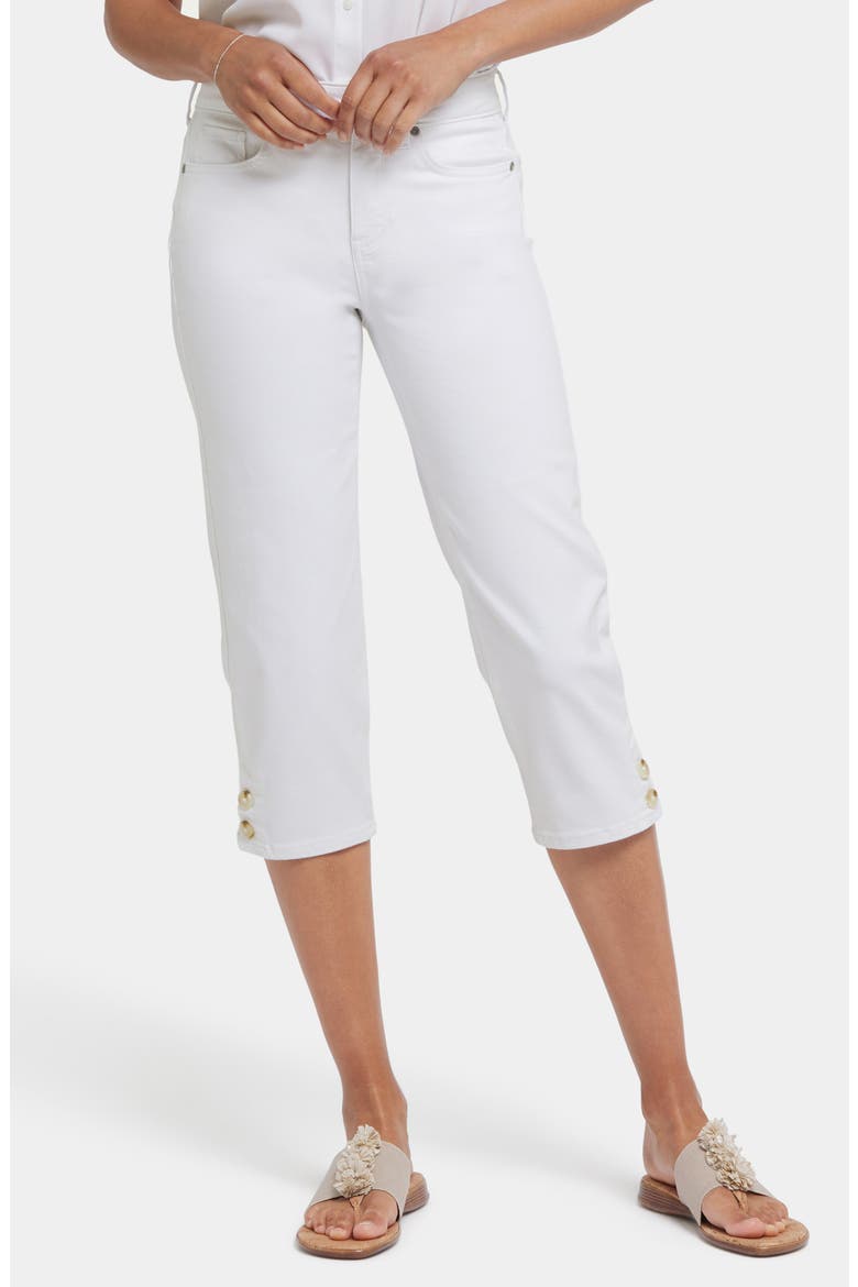 Marilyn Button Detail Capri Jeans, Main, color, OPTIC WHITE