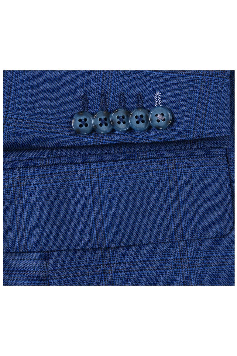 Plaid Trim Fit Wool Blend Two-Piece Suit, Alternate, color, NAVY