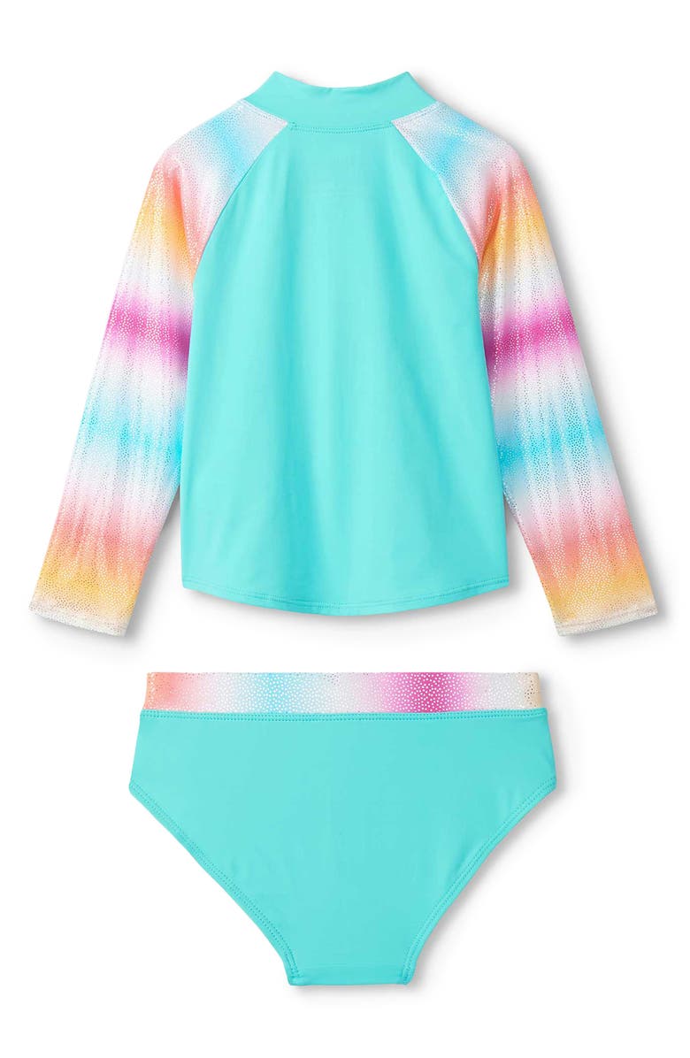 Hatley Kids' Turquoise Shimmer Long Sleeve Two-Piece Rashguard, Alternate, color, Turquoise