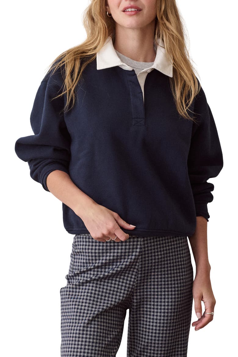 Cloud 9 Cotton Blend Fleece Polo Sweatshirt, Main, color, TWILIGHT