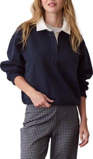 Marine Layer Cloud 9 Cotton Blend Fleece Polo Sweatshirt