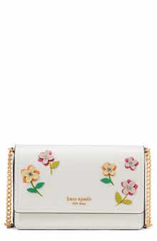 floral appliqué leather crossbody bag