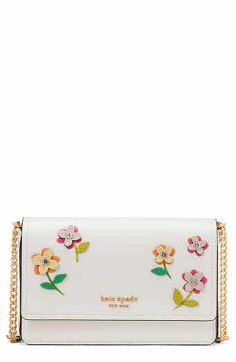 floral appliqué leather crossbody bag