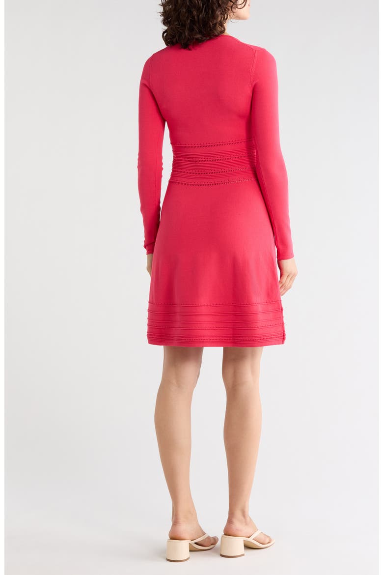 Fudino V-Neck Dress, Alternate, color, DARK PINK