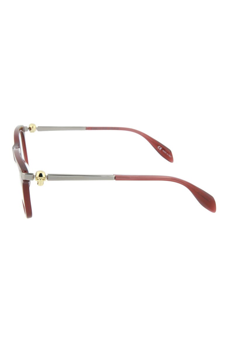 Alexander McQueen 51mm Square Optical Frames, Alternate, color, SHINY MILKY BURGUNDY/ TRN