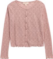 Walking on Sunshine Kids' Floral Knit Lettuce Edge Cardigan