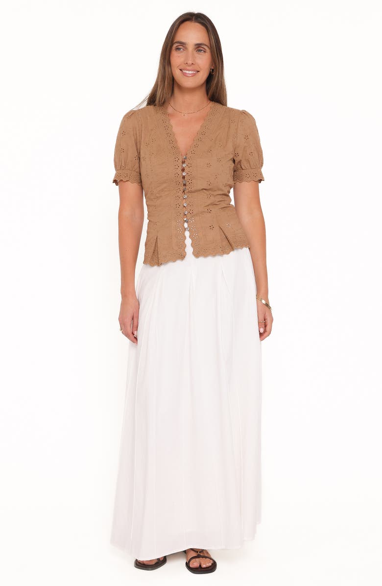 Petal & Pup Lorraine Eyelet Puff Shoulder Top, Alternate, color, Brown