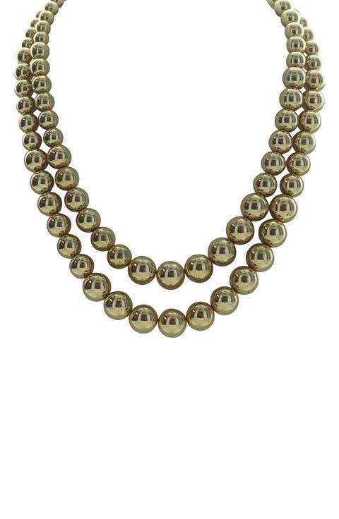 14K Gold Plated Double Strand Beaded Necklace