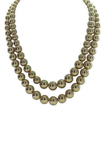 OLIVIA WELLES 14K Gold Plated Double Strand Beaded Necklace