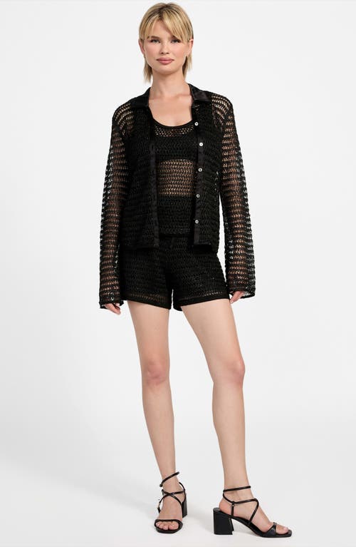 Guess Bella Open Stitch Sweater Shorts In Black
