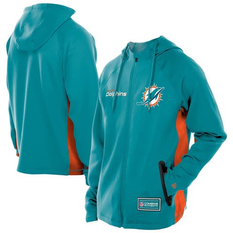 Men's New Era  Aqua Miami Dolphins Combine Authentic Raglan Scuba Full-Zip Hoodie