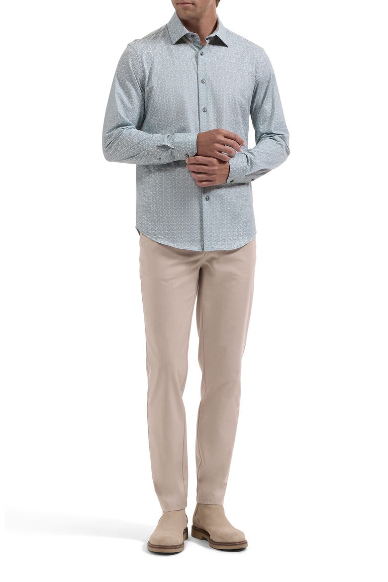James OoohCotton Geometric Long Sleeve Button Up Shirt, Alternate, color, AVOCADO
