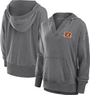 FANATICS Women's Fanatics  Heather Charcoal Cincinnati Bengals Initiative Snow Wash French Terry V-Neck Pullover Hoodie