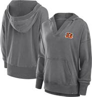 FANATICS Women's Fanatics Heather Charcoal Cincinnati Bengals Initiative Snow Wash French Terry V-Neck Pullover Hoodie