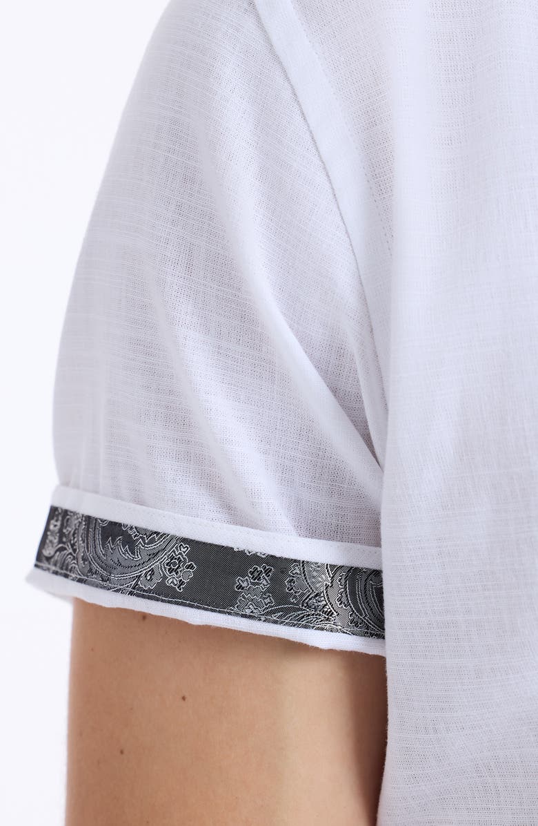 Robert Graham Sutton Linen & Cotton Short Sleeve Button-Up Shirt, Alternate, color, White