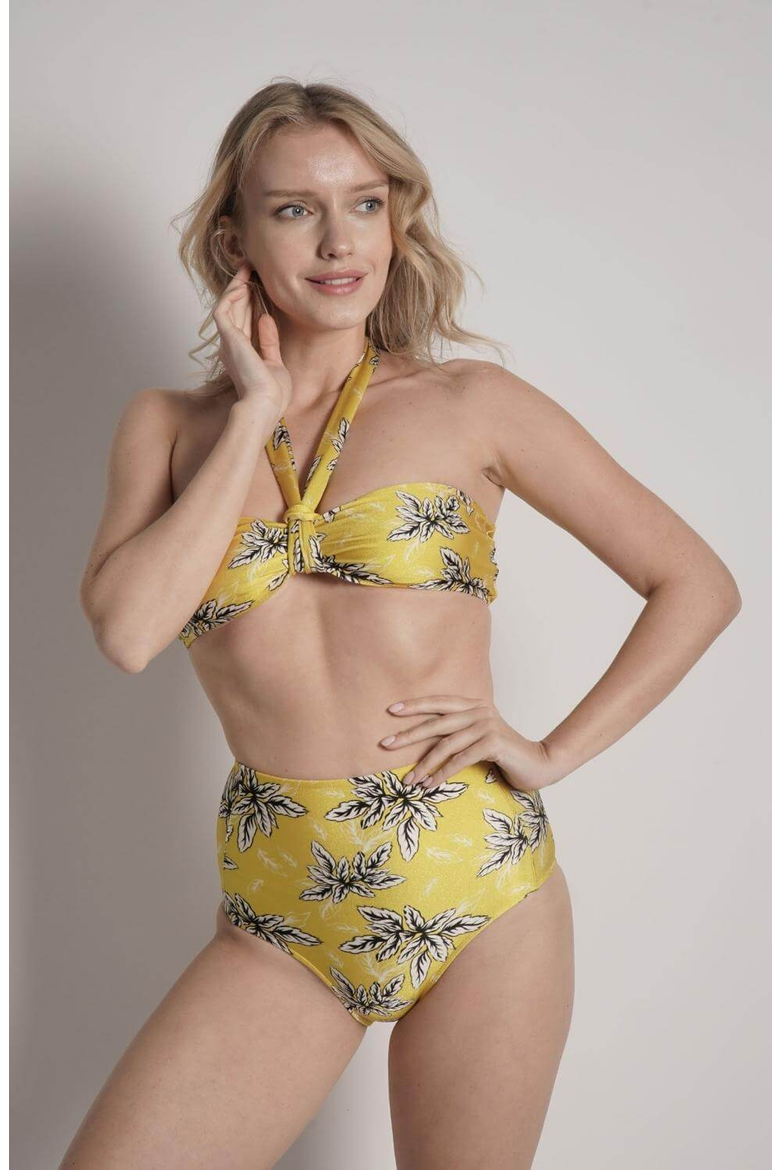 Bianca High Waisted Bikini Bottom, Alternate, color, Yellow