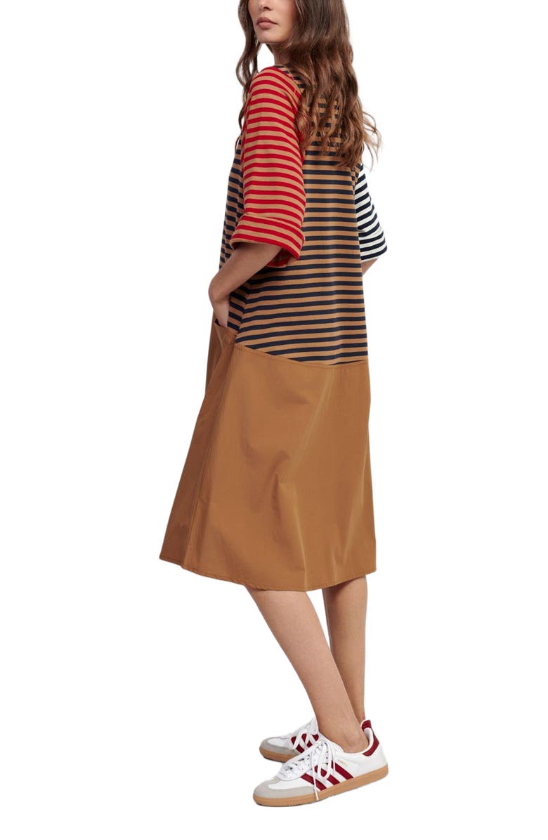 Alembika Mixed media A-line midi dress, Alternate, color, 