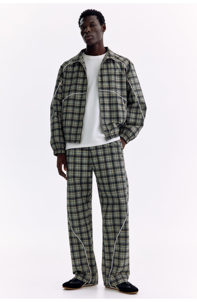 H&M Nylon Track Jacket, Alternate, color, Beige/Plaid