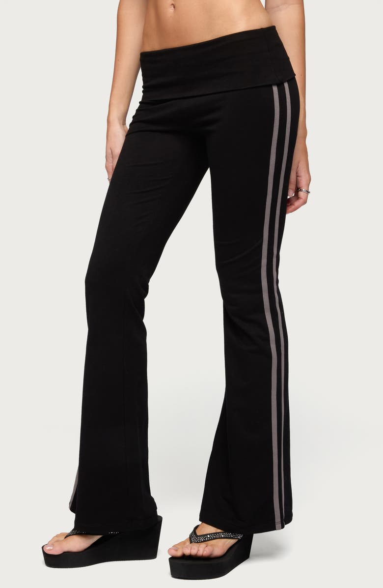 EDIKTED Charly Stripe Foldover Flare Pants, Alternate, color,