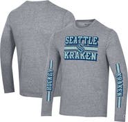 Champion Men's Champion Heather Gray Seattle Kraken Tri-Blend Dual-Stripe Long Sleeve T-Shirt