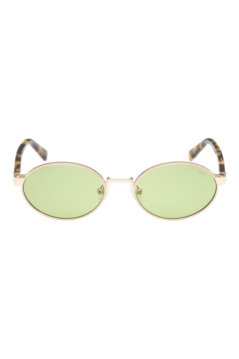51mm Oval Sungalsses, Main, color, GOLD / SOLID GREEN LENS