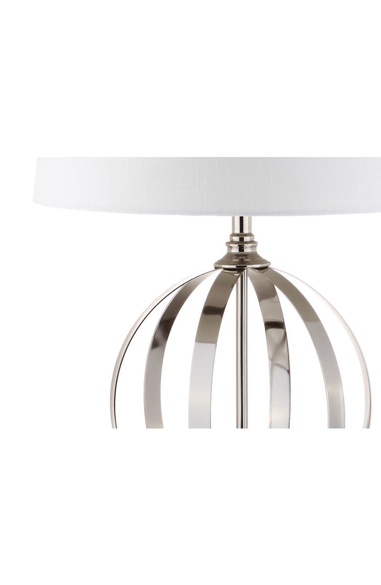 JONATHAN Y Logan 26" Metal Orb LED Table Lamp, Polished Nickel, Alternate, color, Polished Nickel/Clear