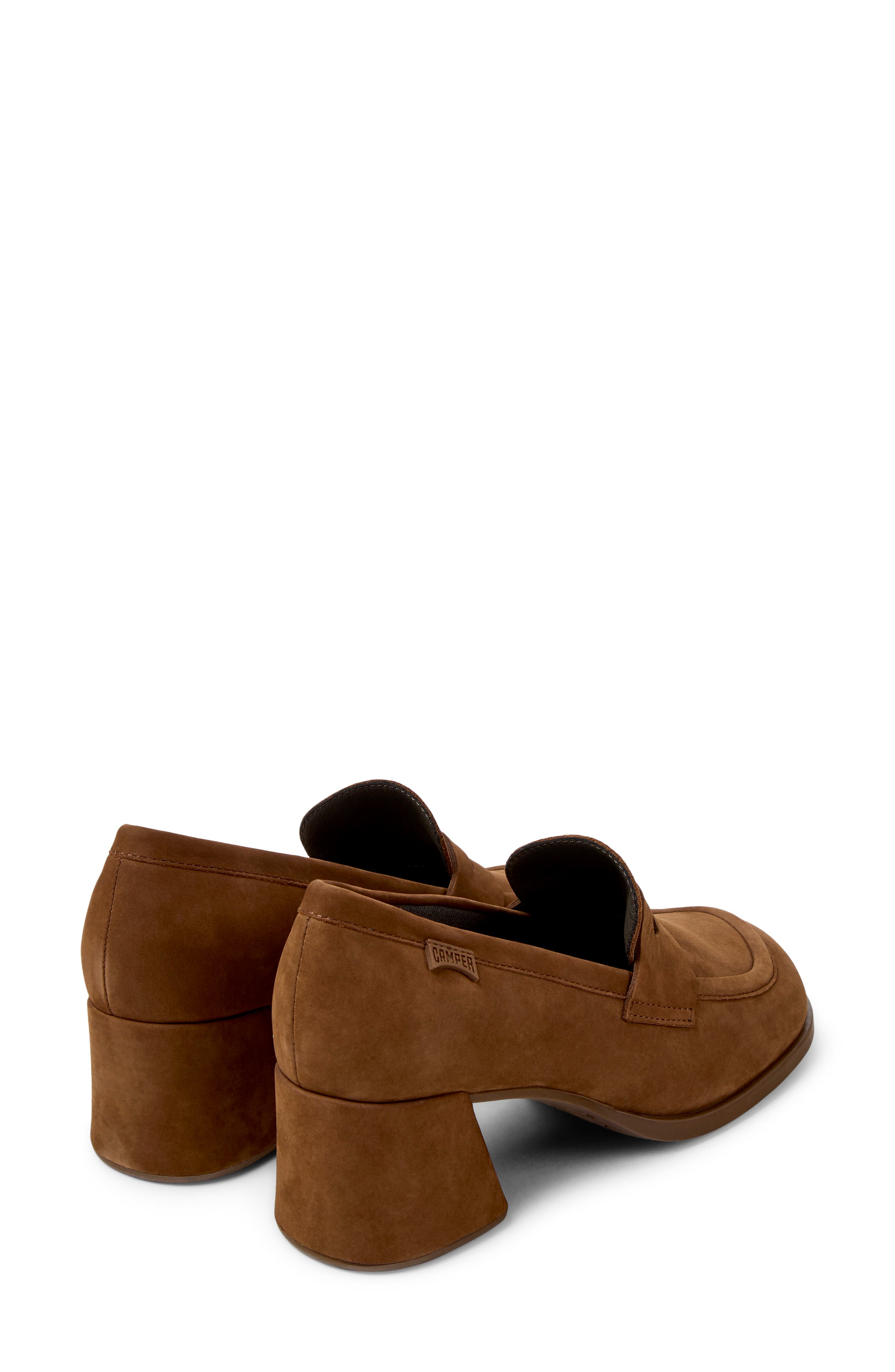 Kora Leather Penny Loafer Pump, Alternate, color, MEDIUM BROWN