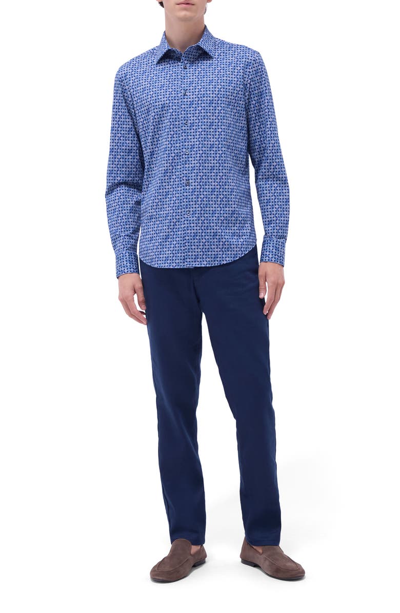 Bugatchi James OoohCotton<sup>®</sup> Abstract Button-Up Shirt, Alternate, color, Night Blue