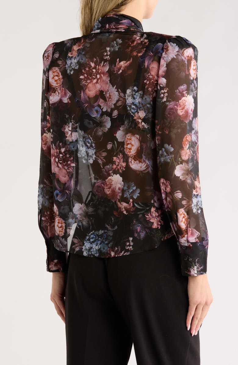 L'AGENCE Cambria Floral Tie Neck Silk Top, Alternate, color,