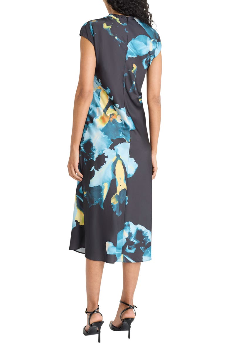 Maggy London Print Satin Cocktail Dress, Alternate, color, Black/ Teal
