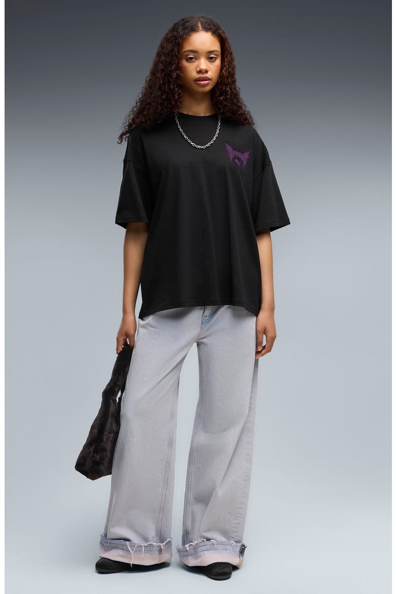 Street Glam Oversize Rhinestone Studded Graphic T-Shirt, Alternate, color, PUMA BLACK