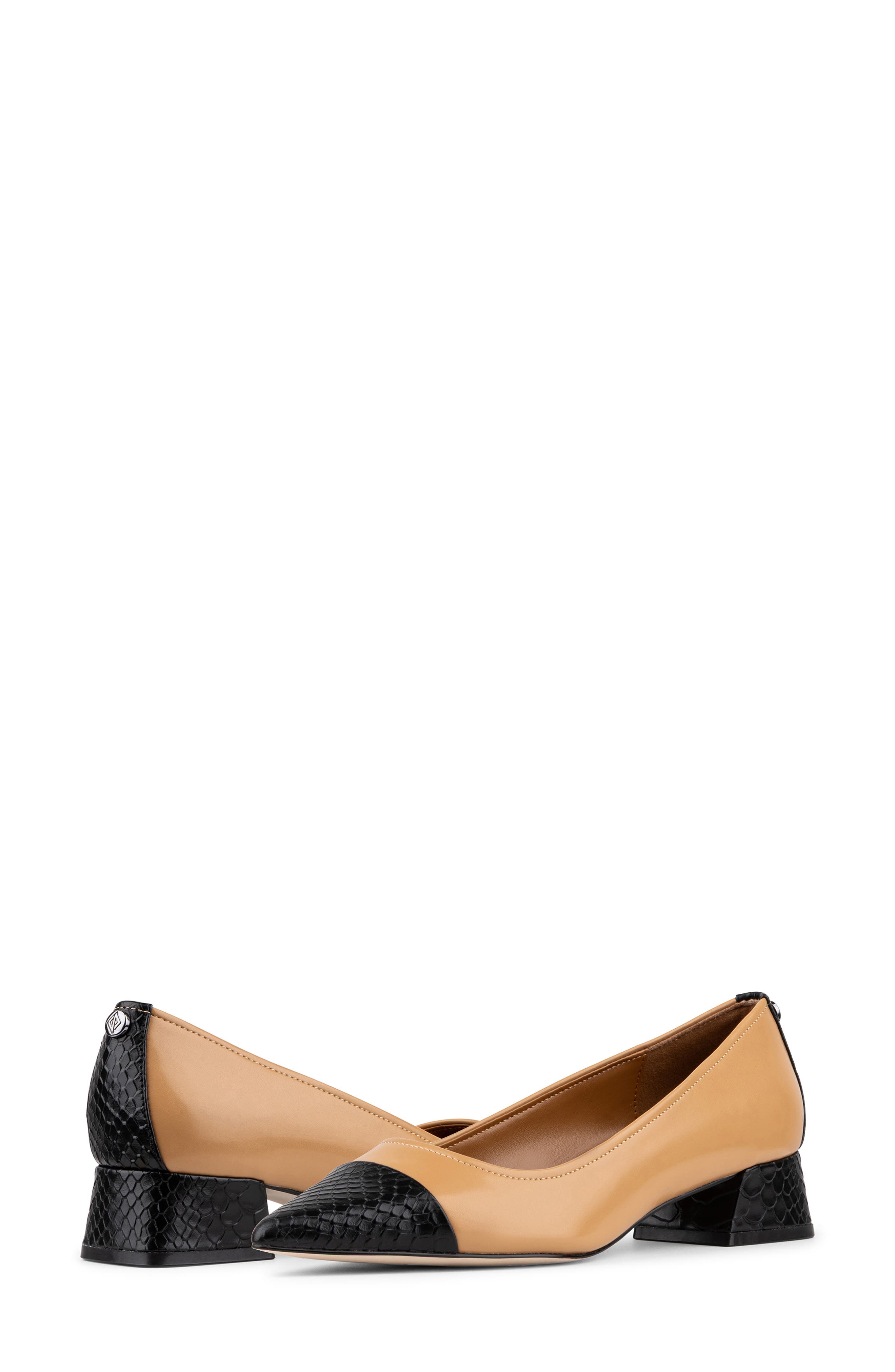 Cap Toe Pump, Alternate, color, CAMEL/ BLACK