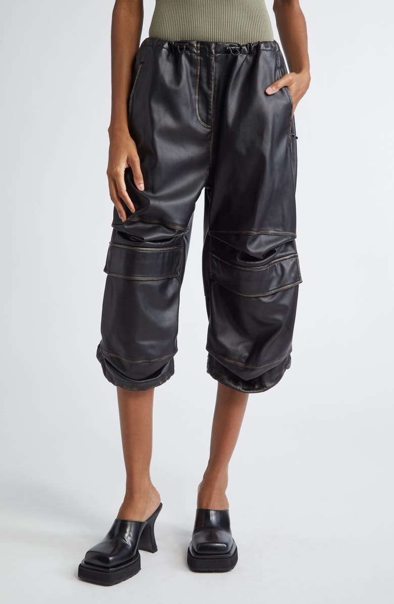 DIESEL<sup>®</sup> P-Dayetz-Short-Fem Faux Leather Bermuda Pants, Main, color, 