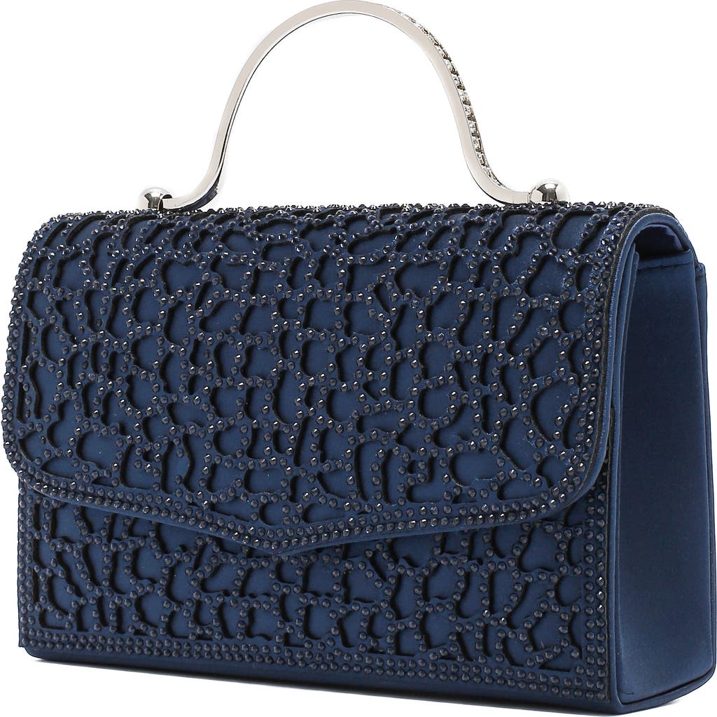 Lady Couture Rhinestone Handbag In Navy