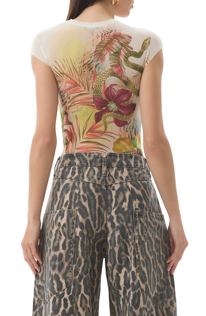 AFRM Nina Print Cap Sleeve Mesh Top, Alternate, color, Placed Desert Tropic