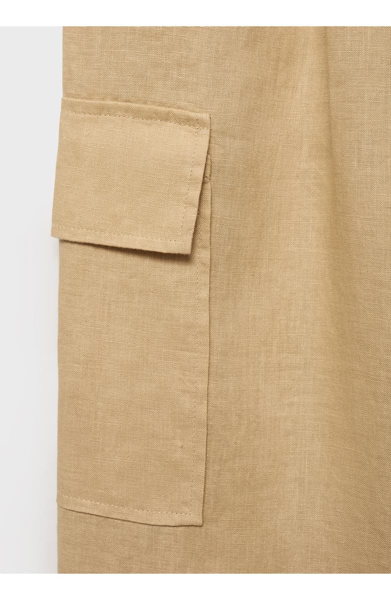 MANGO Linen Cargo Pants, Alternate, color, Mustard