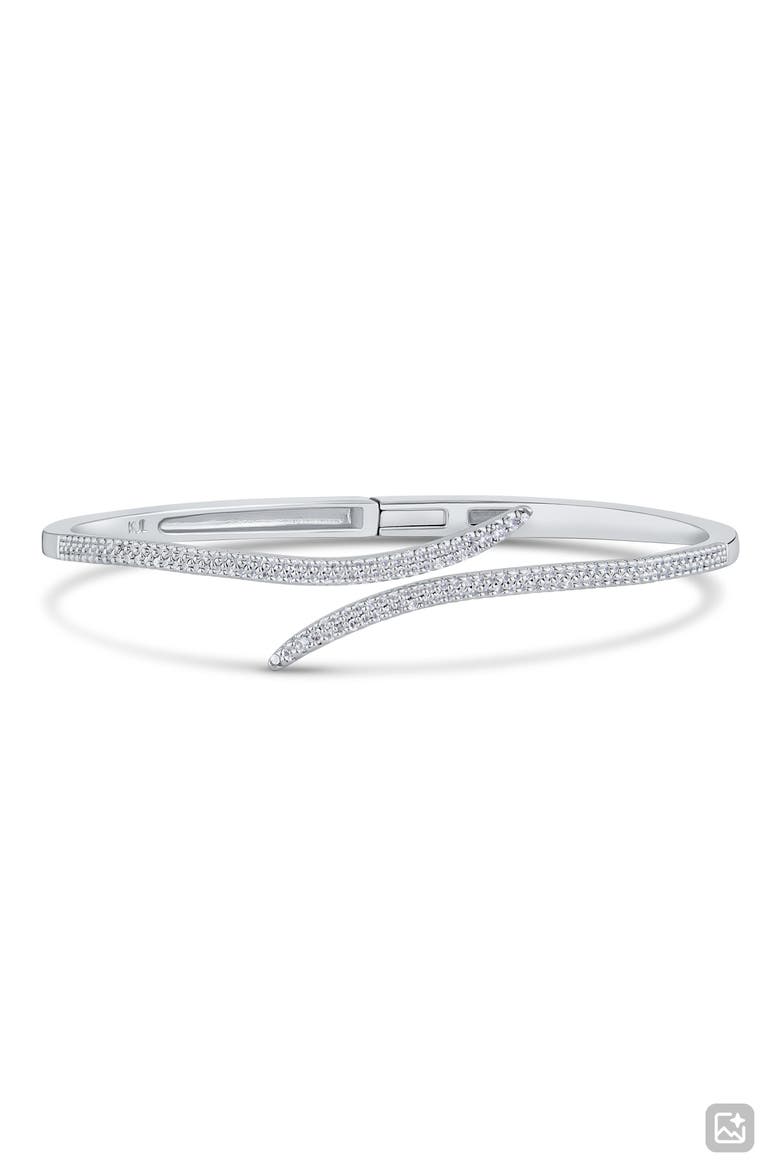 Pavé Cubic Zirconia Wrap Bracelet, Main, color, RHODIUM PLATED