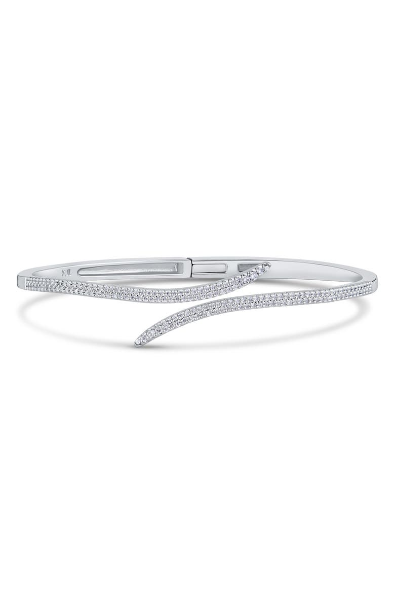 CZ by Kenneth Jay Lane Pavé Cubic Zirconia Wrap Bracelet, Main, color, Rhodium Plated
