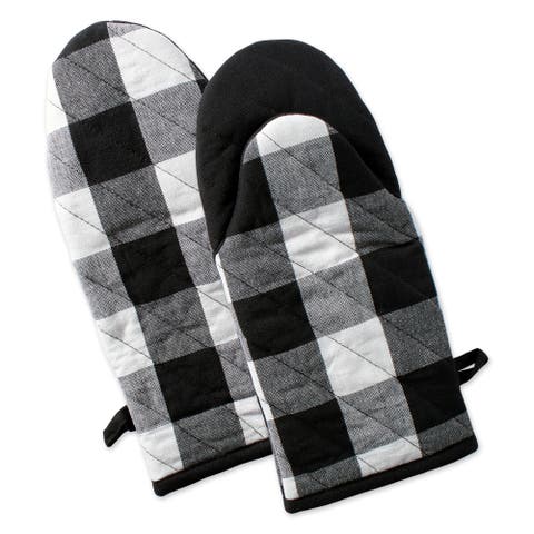 Black Buffalo Check Oven Mitt Set/2