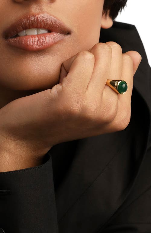 Pdpaola Aventurine Moon Ring In Green Aventurine