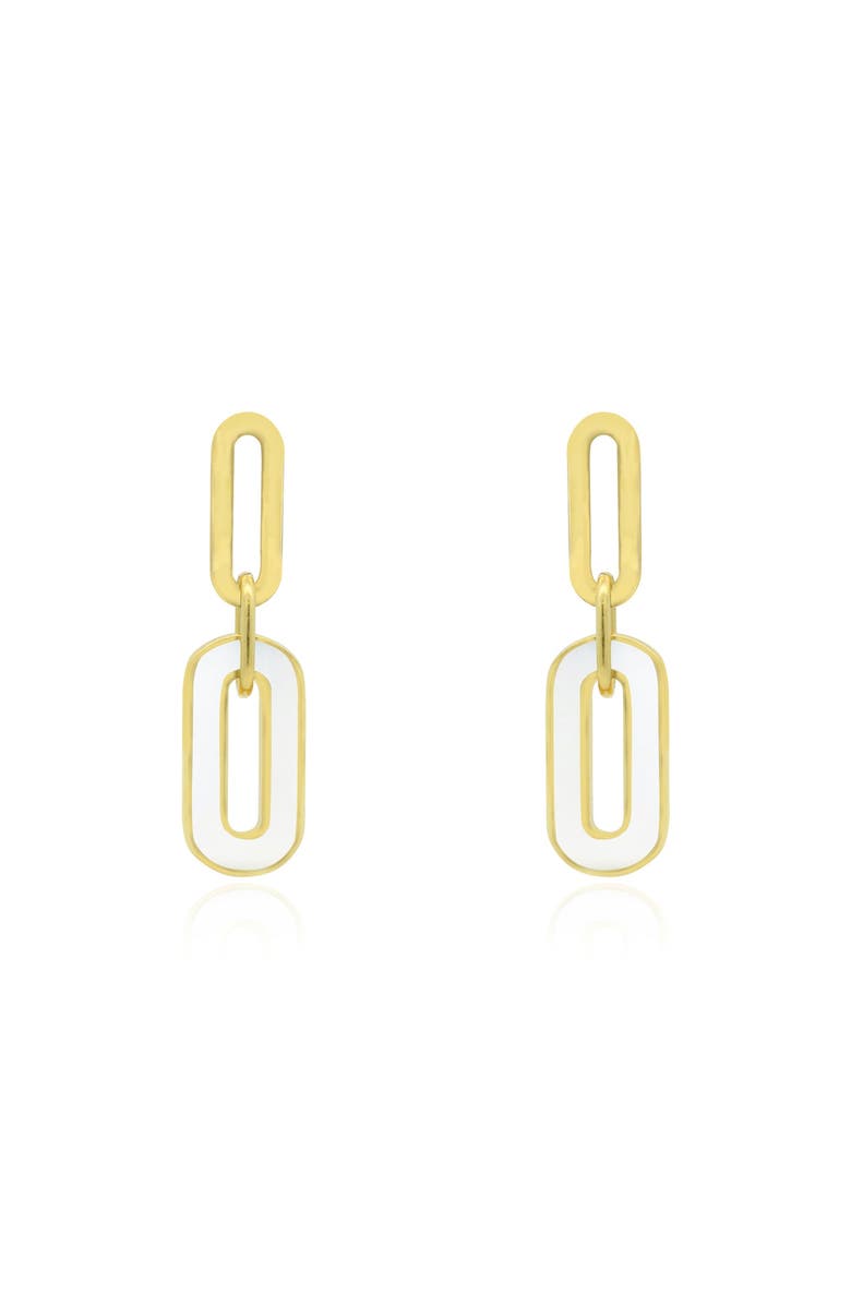 The Lovery Fine Jewelry White Enamel Paperclip Link Earrings, Alternate, color, White Enamel