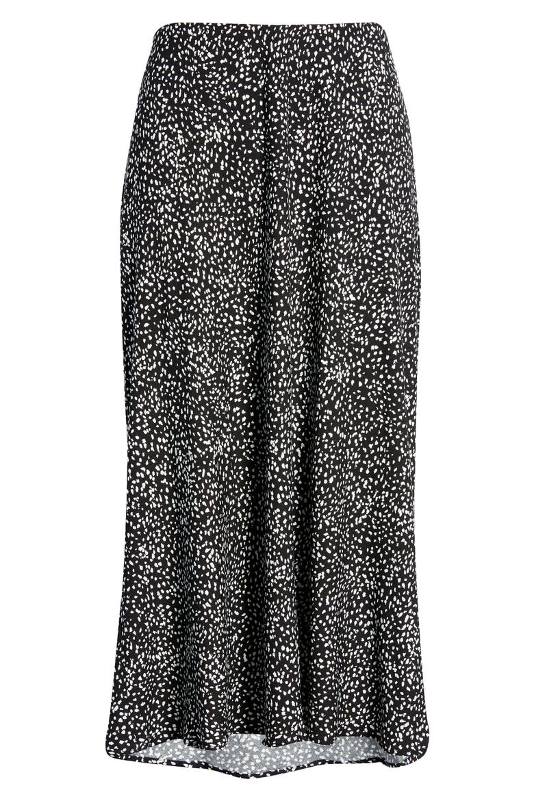 Print Midi Skirt, Alternate, color, BLACK WHITE DOT